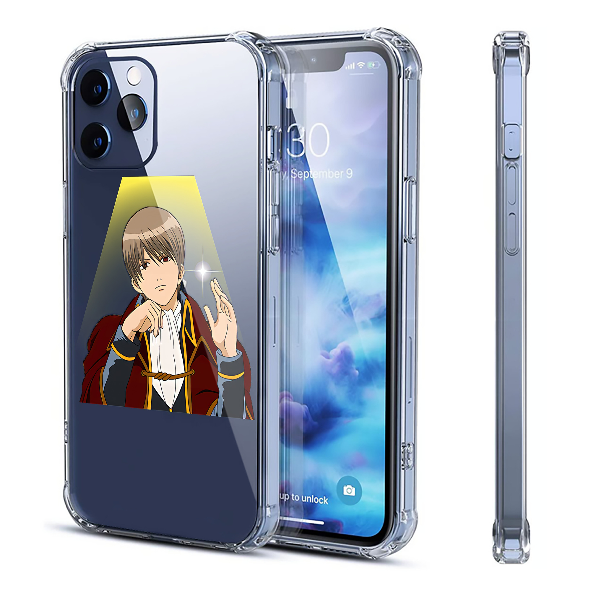 （画像用） ぎんたま 坂田銀時（さかたぎんとき） 神楽 志村新八（しむら しんぱち） GINTAMA Sakata Gintoki Kagura Shimura Shinpachi 【iPhone 12シリーズ対応】透明スマホケース（クリアソフトケース）
